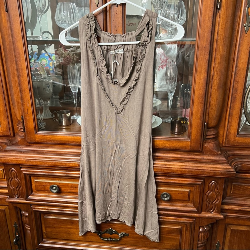 My Tribe Taupe Ruffle Dress